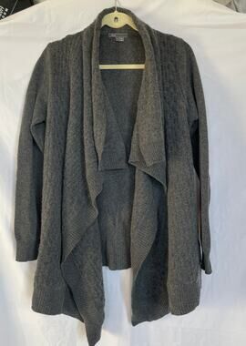 Vince Gray Wool Cashmere Blend Open Drape Front Cardigan Sweater, Large